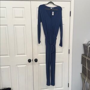 NWT - Gap Wrap Top Long-Sleeved Knit Jumpsuit in Blue - Size M Tall